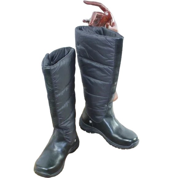 Ugg Australia Lonnie Waterproof Vibram Black Leather Puffer Snow Boot, Size 5. - Picture 1 of 10